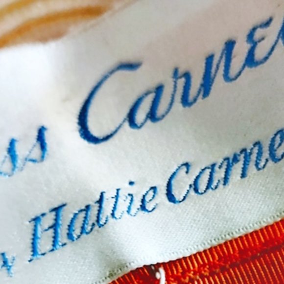 1960s Vintage Designer Big Bubble Beret Hat Tan and Orange Trim Hattie Carnegie - Picture 5 of 6